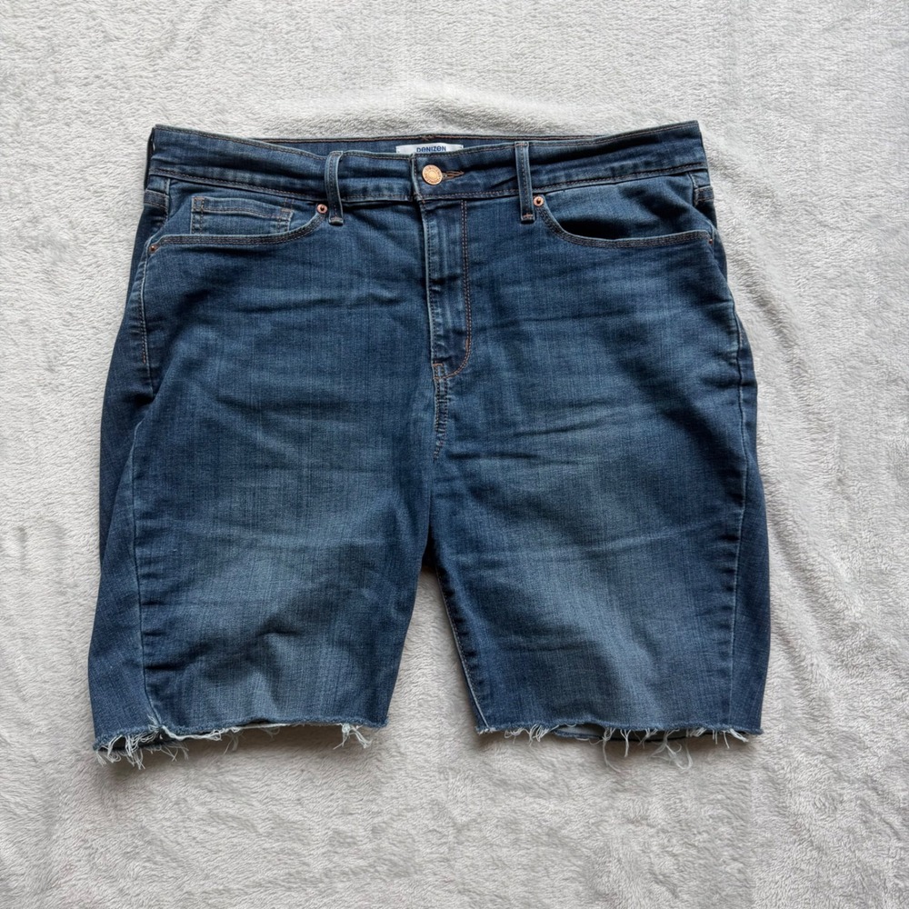 Denizen Jean Shorts Womens 14 Blue High Rise Skinny Cutoff Raw Hem Denim